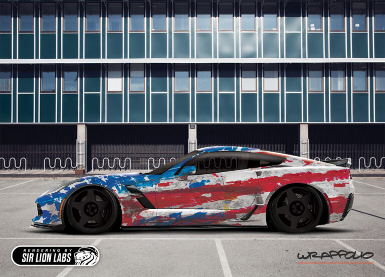 C7 Corvette American flag wrap design | Sir Lion Labs